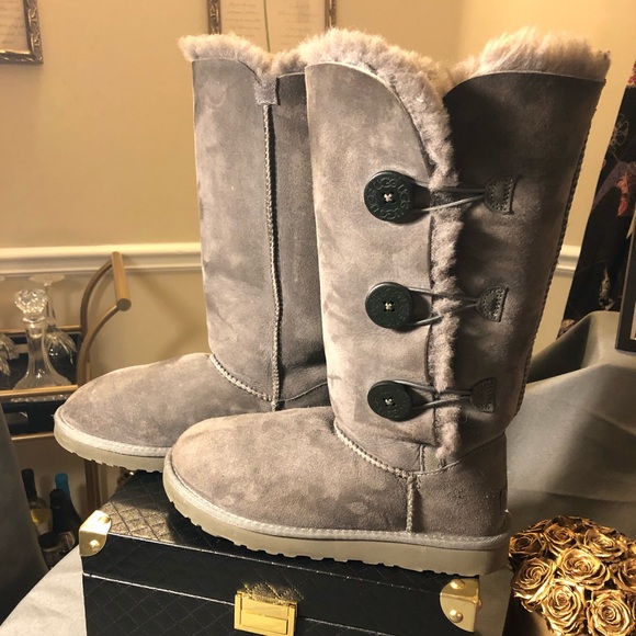 UGG Shoes - Tall gray Bailey Button UGG boots!